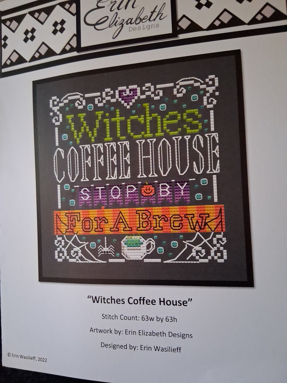 "Witches Coffee House" Cross Stitch Pattern - Black